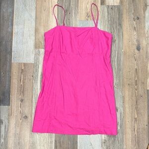 Pink Women's Spaghetti Strap linen dress